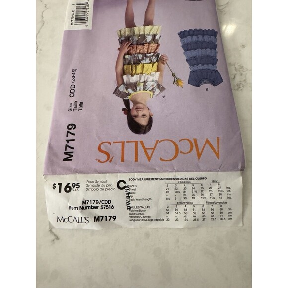 McCall's M7179 Sewing Pattern Size 2 3 4 5 Lauralee Dress Tiers Ruffles Layers - Picture 3 of 4